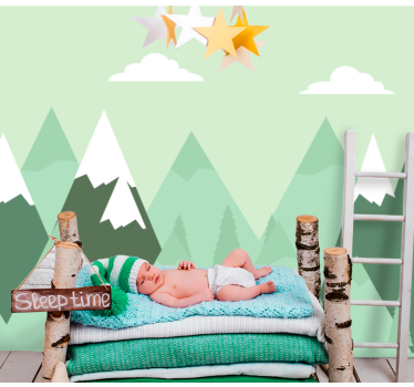 Mountains pattern for kids world map wall mural - TenStickers