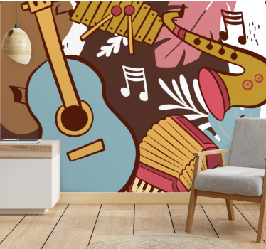 Music wall mural musical instruments display - TenStickers