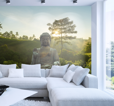 Buddha meditating in nature landscape wall mural - TenStickers