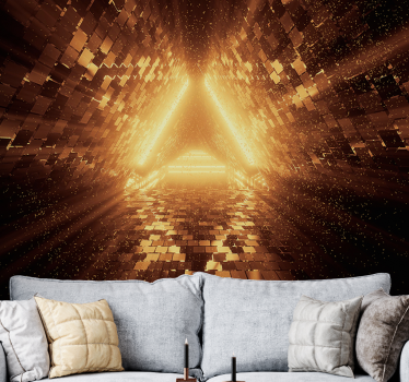 Orange Neon light portal 3d mural wallpaper - TenStickers