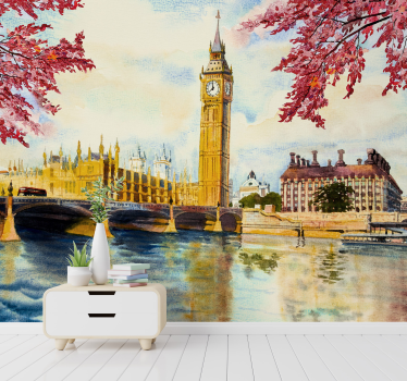Painting Big Ben City wall mural - TenStickers