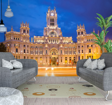 Palacio Cibeles at night  Lounge Photo Wallpaper - TenStickers