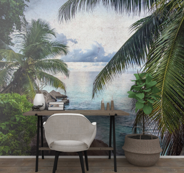 Palm from paradise under the sea wall mural - TenStickers