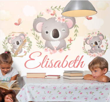 Personalized wall mural koala family joy - TenStickers