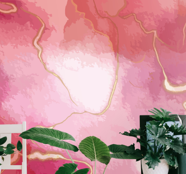 Pink and gold marble effect wall murals for teenage bedrooms - TenStickers