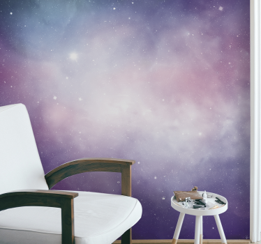 Pink and Purple Galaxy Space Mural for Bedroom - TenStickers