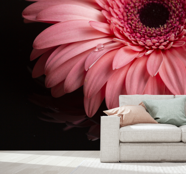 Pink flower mural wallpaper - TenStickers