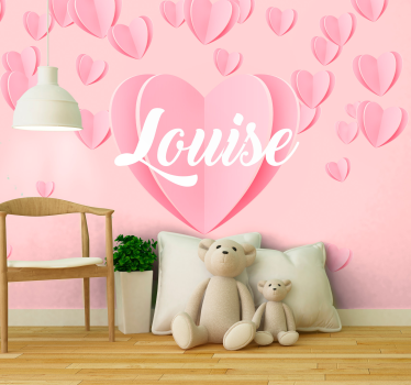 Pink heart personalised custom murals - TenStickers