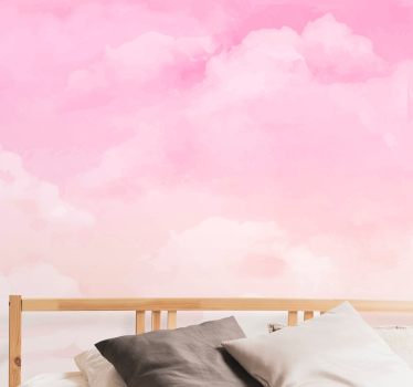 Pink pastel sky background wall murals for teenage bedrooms - TenStickers