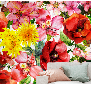 Poppies and flowers  Poppy Wallpaper Photo - TenStickers