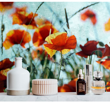 Poppies with green stems  Poppy Wallpaper Photo - TenStickers