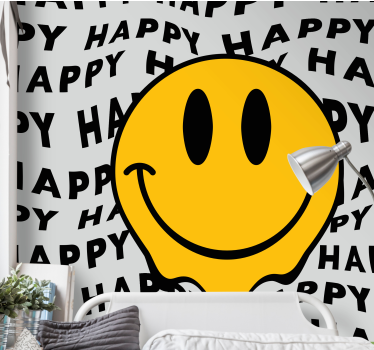 Quote wall mural smiley face message - TenStickers