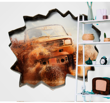 Race car breaking white wall car mural - TenStickers