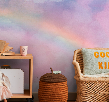 Rainbow in baby pink clouds Nursery Wall Mural - TenStickers