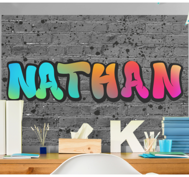 Rainbow name in brick custom murals - TenStickers