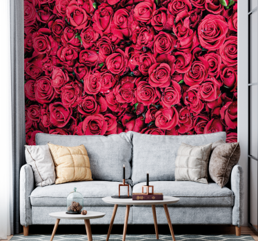 Red flowers with textured background 3d mural wallpaper - TenStickers