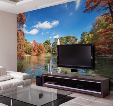Retiro Park in autumn Lounge Photo Wallpaper - TenStickers