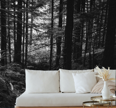 Retro forest landscape living room mural - TenStickers