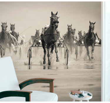 Running group of horses mural wallpaper - TenStickers
