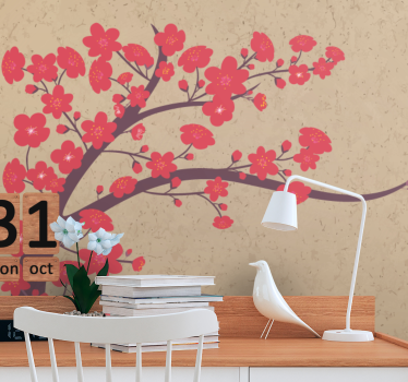 Sakura branch flower wall mural - TenStickers