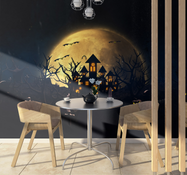 Scary foggy night with light up pumpkin wall mural wallpaper - TenStickers