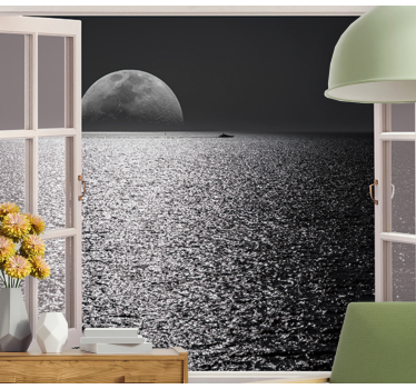 Sea from the white window under the sea wall mural - TenStickers