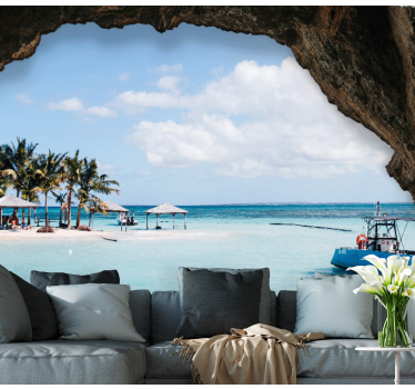 Sea landscape from cave 3d mural - TenStickers