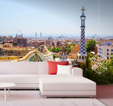 Sea views at Park Güell Barcelona wall mural - TenStickers