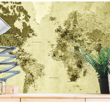 Sepia colour  world map wall mural - TenStickers