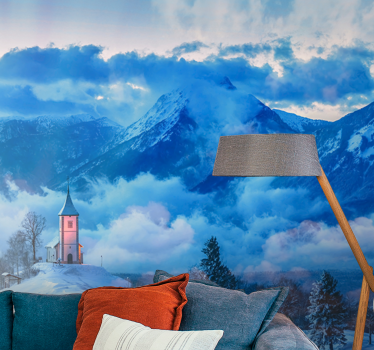 Snow mountain and fog mountain mural - TenStickers
