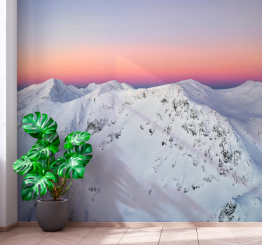 Snowy Peaks Sunset wall mural mountain - TenStickers