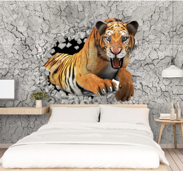 Solid 3D Tiger Painting mural wallpaper - TenStickers