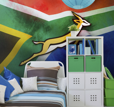 South Africa Flag with Springbok mural wallpaper - TenStickers