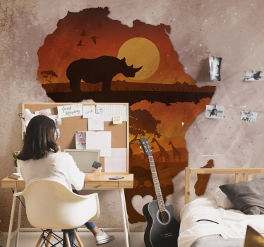 South Africa map with heart photo mural - TenStickers