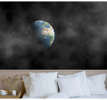 Space wall mural earth surrounded by clouds - TenStickers