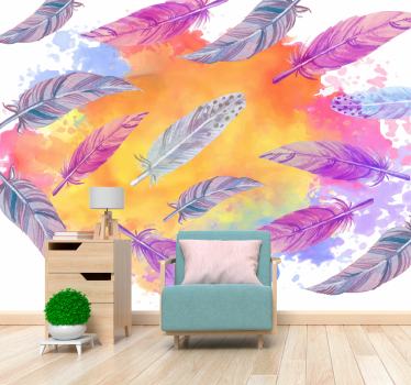 Splash feathers painting murals - TenStickers