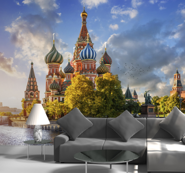 St. basil's cathedral on red square mural wallpaper - TenStickers