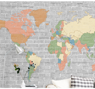 Stone pattern vintage world map wall mural - TenStickers