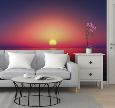 Sun set over the sea landscape wall mural - TenStickers