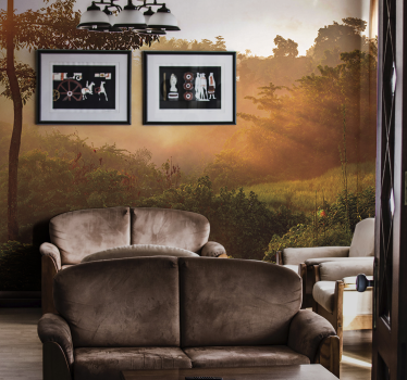 Sunrise over jungle forest mural wallpaper - TenStickers