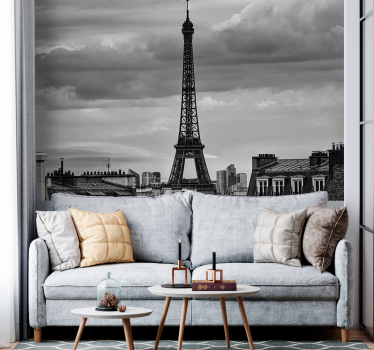 Tour Eiffel black and White paris mural wallpaper - TenStickers