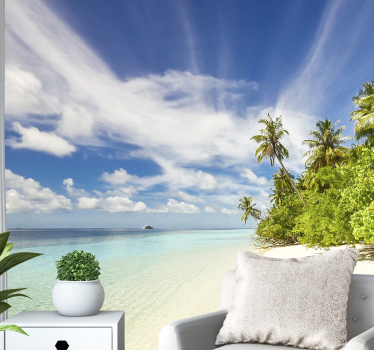 Tropical isle sea landscape wall mural - TenStickers