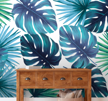 Tropical leaves california style nature mural - TenStickers