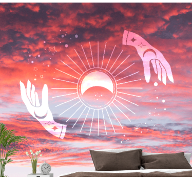 Two hands in the sky zen mural - TenStickers