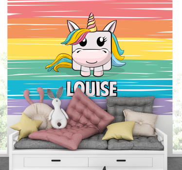 Unicorn Personalised name square custom murals - TenStickers