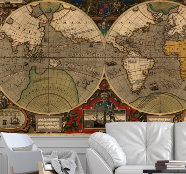 Vintage political  world map wall mural - TenStickers