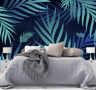 Wall mural bedroom with electric blue sheets mural wallpaper - TenStickers