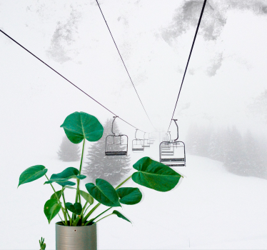 Wall mural mountain ski lift perspective - TenStickers
