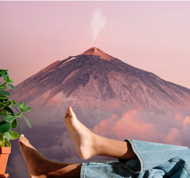 Wall mural mountain smoky volcano peak - TenStickers