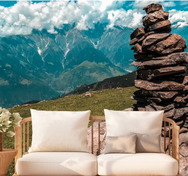 Wall mural mountain stacked stone design - TenStickers